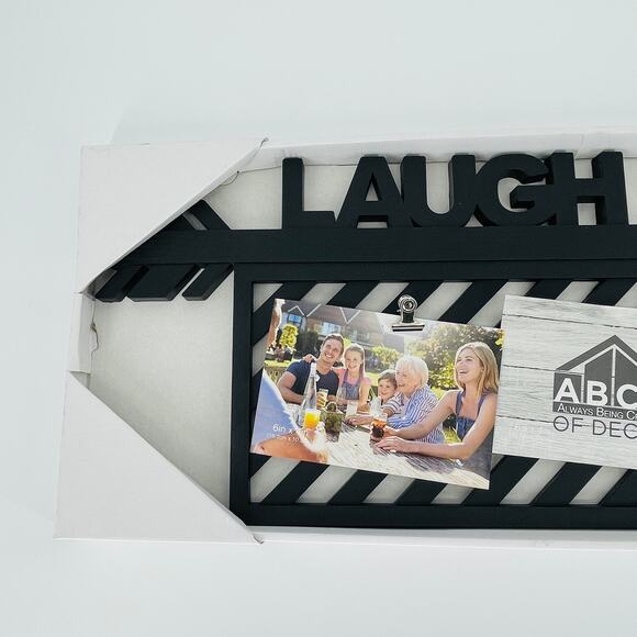 Three Clip Collage Black Wood "Laugh Often" Picture Wall Hanging / Wall Art NEW - Picture 3 of 9